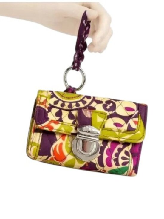 Vera Bradley Handbags - Vera Bradley Quick Swipe ID Case Lime Floral Wallet EUC